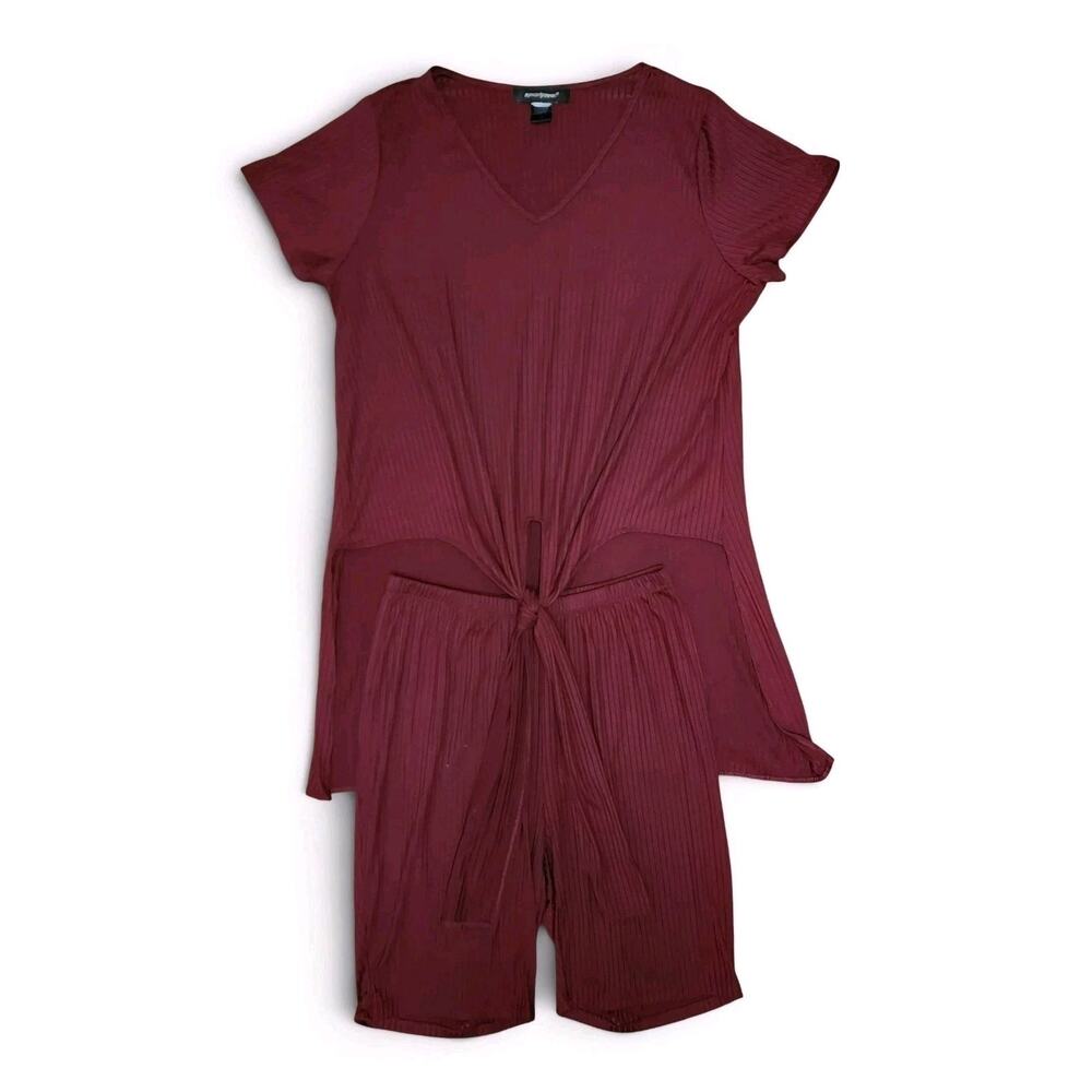 Ashley Stewart Plus 1X Casual Comfort Hi-Low Tunic Top & Long Shorts Set Outfit